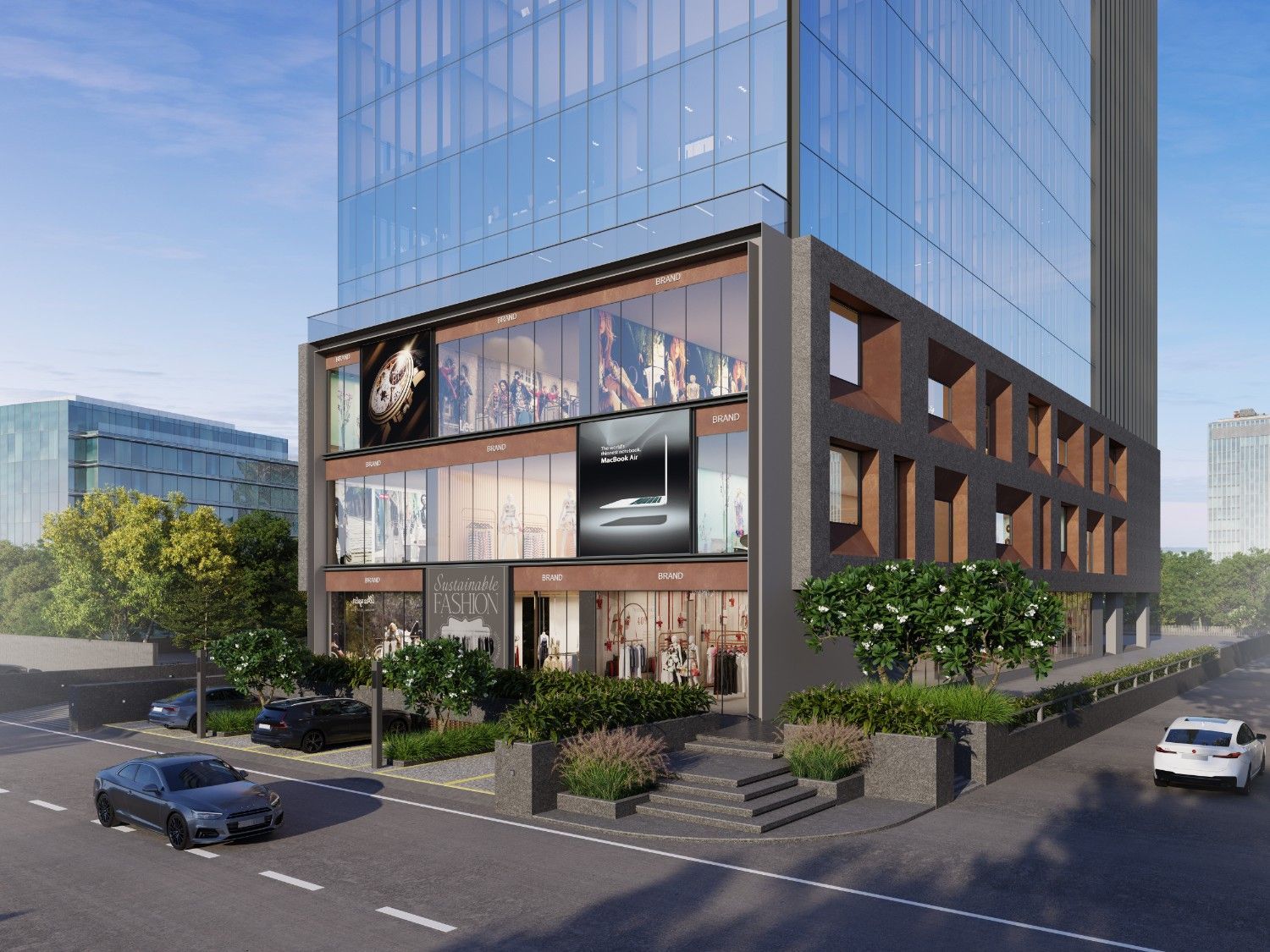 Sakar Two, Ambli — Retail frontage