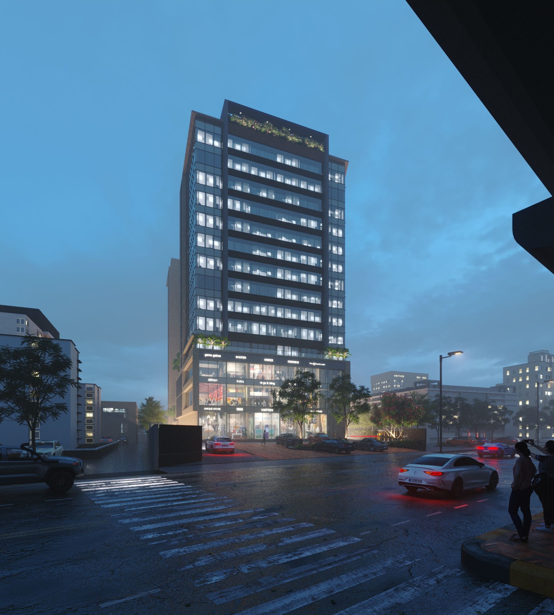 The Prime, Ambli — Exterior at night